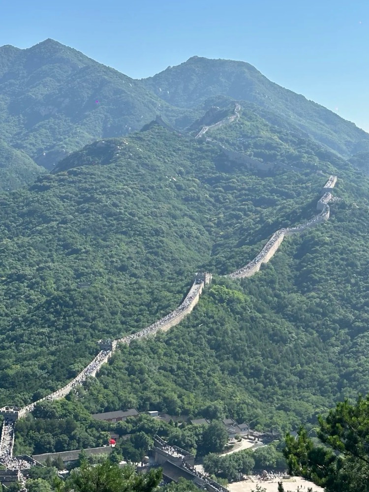 The Great Wall climbing green mountains outside Beijing