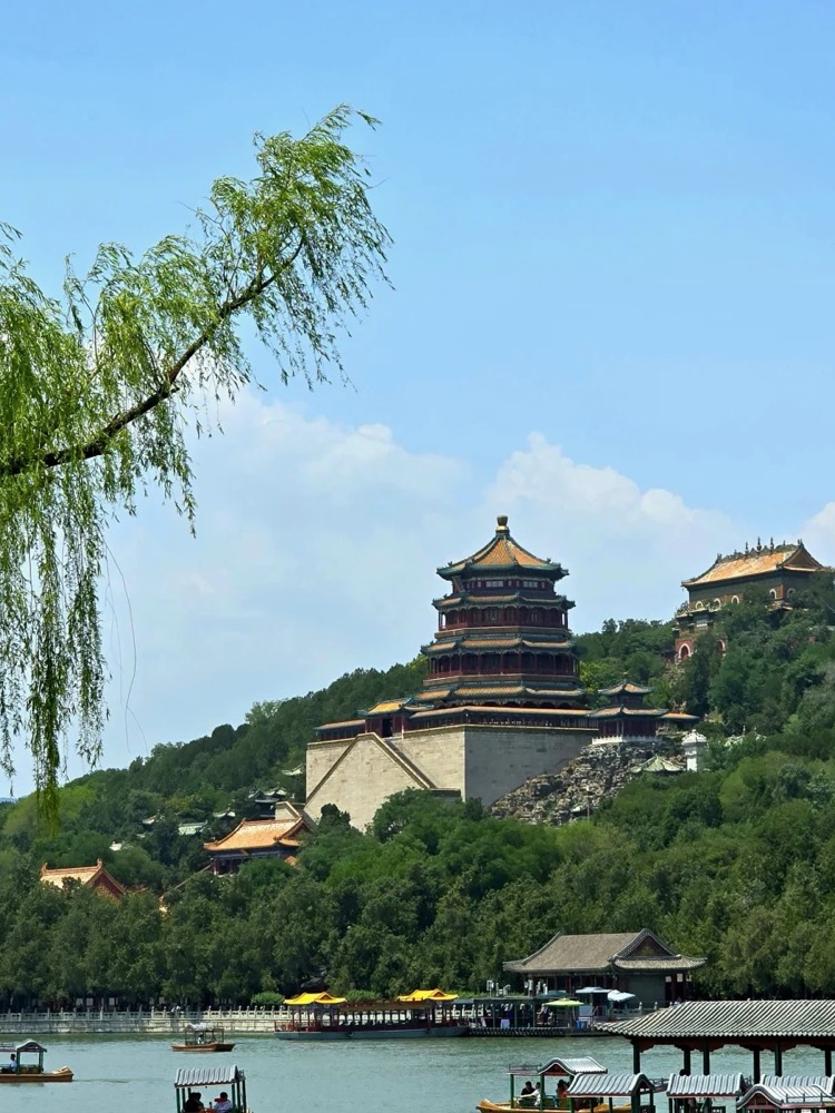 The Summer Palace rising above Kunming Lake in Beijing