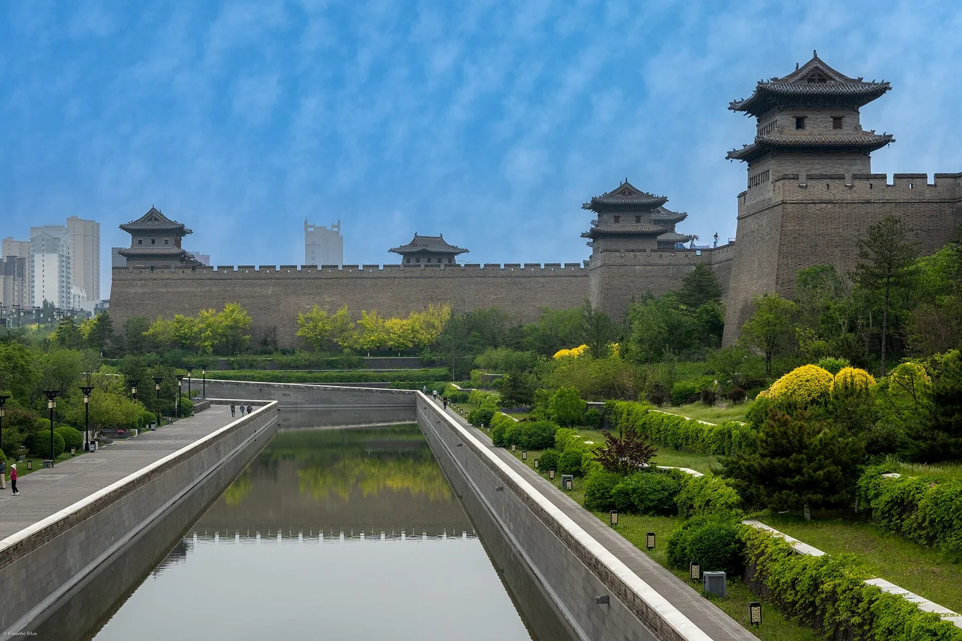 Datong ancient city wall and landscaped waterway