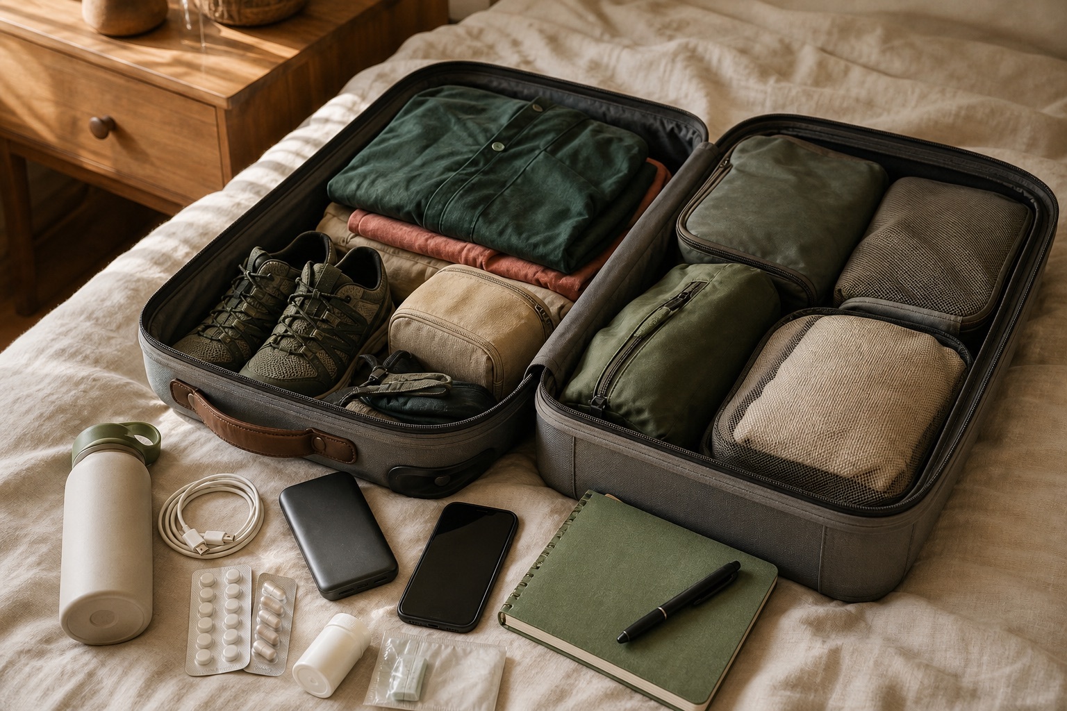 A realistically packed suitcase for China