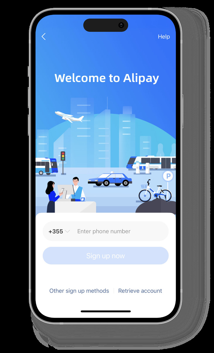 Registration screen with a country-code selector and phone-number field