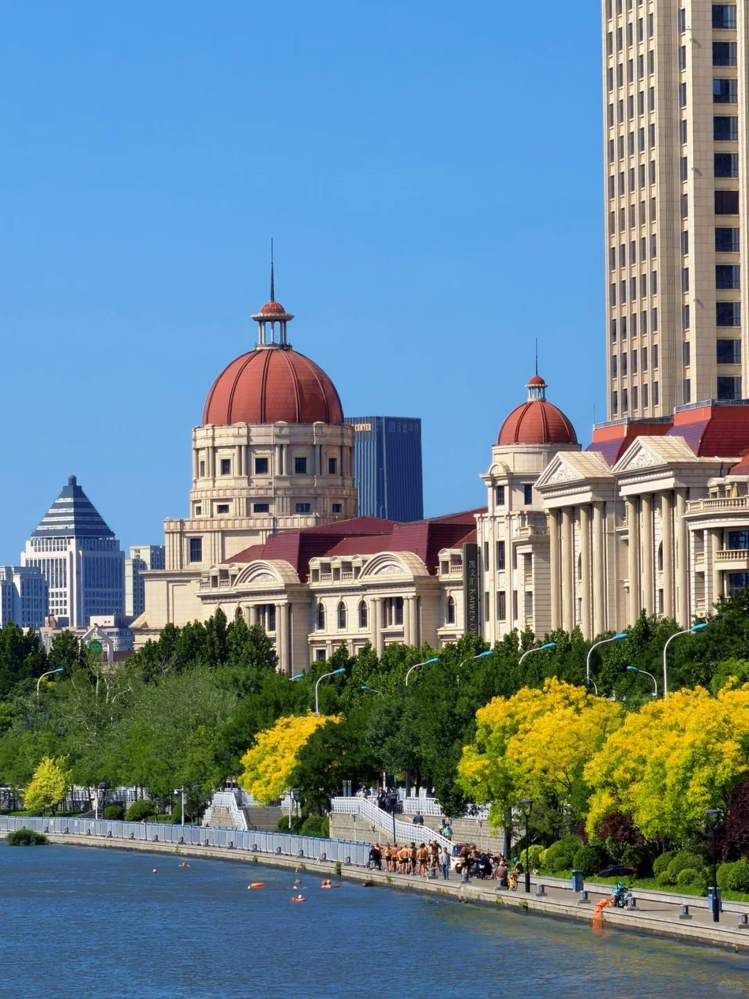 Historic European-style buildings beside the Haihe River in central Tianjin
